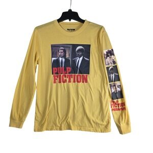 Pulp Fiction Long Sleeve Graphic Tee Yellow Cotton Blend Small Movie Promo, Film